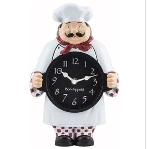 🔸️Hotel Collection Fat Chef White Bon Appetit Tabletop or Wall Mount Clock
